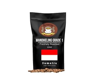 Revocup Sumatra Mandheling Grade 1 12oz Whole Bean Coffee | Bold, Spiced, Earthy with Floral, Chocolate & Nutmeg Notes | Low Acidity, Full-Bodied, Small-Batch Artisan Roast
