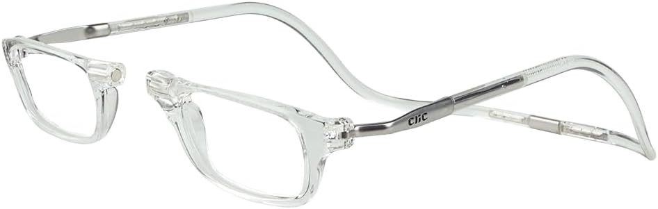 Clic Magnetic Reading Glasses for Men or Women, Computer Readers, Original Expandable (M-XL, Clear, 1.75 Magnification)