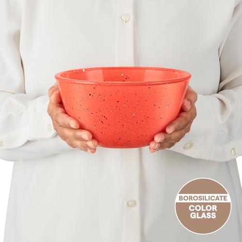 Image of Borosil 500ml Kube Pink Serving & Mixing Bowl | Made in India Borosilicate Glass Bowl for Kitchen & Dinning | Bowl for Mixing Dough, Salad, Batter | Microwave & Dishwasher Safe