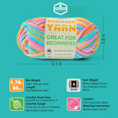 Image of 3 * 50g /1.76oz Yarn for Crocheting and Knitting, 3 * 60yds Beginner Yarn with Easy-to-See Stitches; Worsted-Weight Medium #4;Amigurumi-Friendly Crochet Kit(Petal+Blue+Merry Pink)