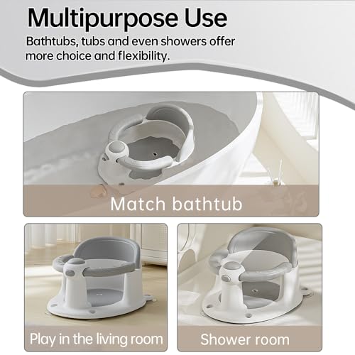 Easyforall Baby Bath Seat For Infant Toddler 6 Months And Up, Portable Foldable Non-Slip Baby Bathtub Seat 4 Secure Suction Cups For Baby Sitting Up thumb #4