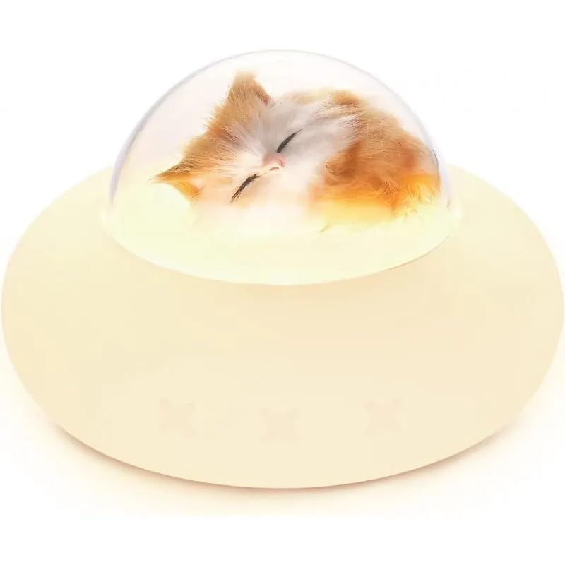 Image of Baby Kids Silicone Night Light | Cute Night Light Kids Pet Spaceship Bedside Lamp LED Colour Changing Light | Bedroom Table Desk Office Lamp (Cat Design, Pack of 1)