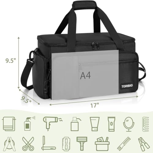 TORIBIO Large Capacity Hairdresser Bag with Adjustable Dividers, Barber Carrying Bag Barber Travel Case Organizer for Clippers and Supplies, Holds Various Hair Cutting Tools by TORIBIO - Image 3