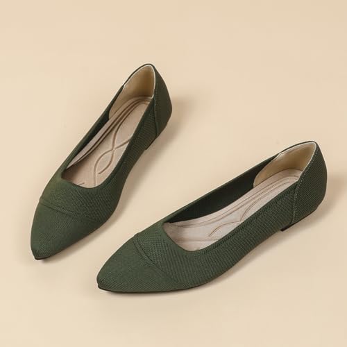 Flats Shoes for Women Pointed Toe Knit Ballet Breathable Comfortable Slip On Flat Shoes for Dressy Casual Office Work Wedding, Model XTZ-J64