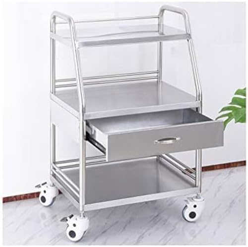 Carro de laboratorio trapezoidal extraíble de acero inoxidable con 3 capas de carga 2