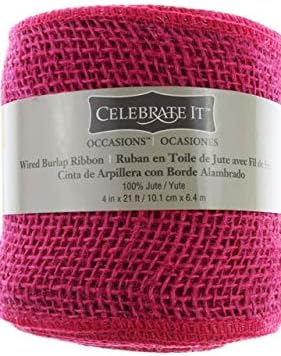Celebrate IT- Pink 4" Burlap Wired Ribbon x 21 ft