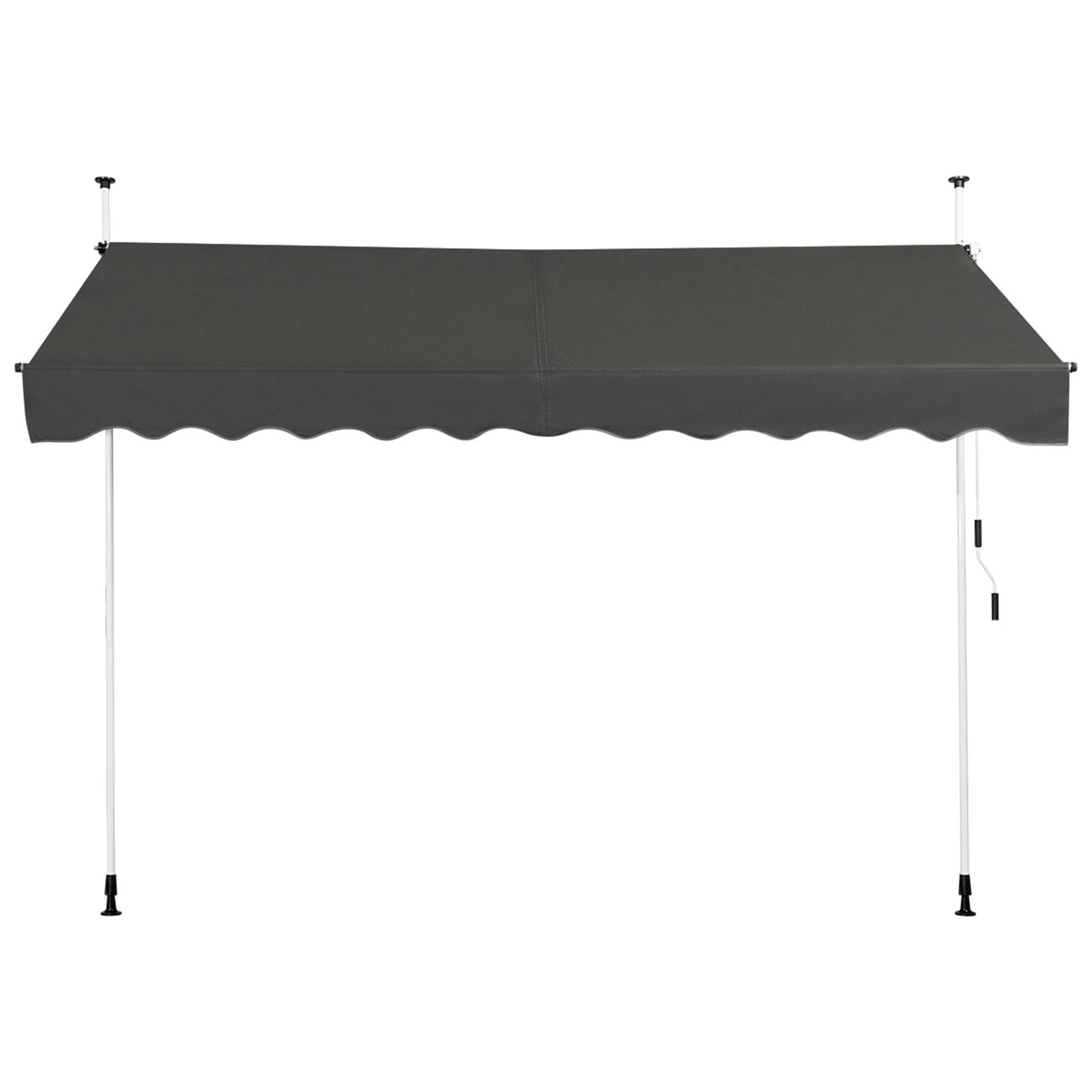 COSTWAY Klemmmarkise 300 cm breit, Balkonmarkise ohne Bohren, UV-beständig, höhenverstellbar, wasserabweisend, Markise mit Handkurbel, Sonnenmarkise, Sonnenschutz für Balkon, Grau