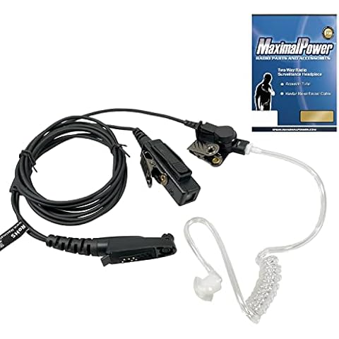 MaximalPower Surveillance kit - 2-Wire Headset kit Clear Coil Tube Earbud & PTT Mic for Motorola EX500 EX600 Cover