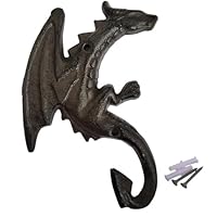 TentHome Dragon Wall Mount Hooks, Decorative Rustic Cast Iron Dragon Wall Mount Hanger Heavy Duty Shelf Bracket for Coat, Key, Hat Hanging (Dragon-2)