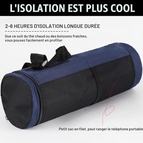 MLPKOI 2 Pièces Sac de Bouteille d'eau, Grand Porte-Bouteille Thermos Pochette Bouteille avec Bandoulière Réglable Sac d'eau Portable pour Voyage, Pique-Nique, Boissons – vue 6