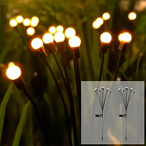 Pelican Mate Firefly 8 Led Solar Powered Garden Lights, Swaying Starburst Light Outdoor Waterproof For Pathway Yard Patio Landscape Christmas Decorative, Warm White 2Pack #TOP5