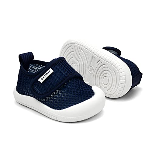 Baby Boy Girl Shoes Lightweight Breathable Toddler Mesh Sneakers Beach Water Shoes Non-Slip First Walking Shoes 6 9 12 18 24 Months(12-18 Months, 1-Dk-Blue) #TOP1