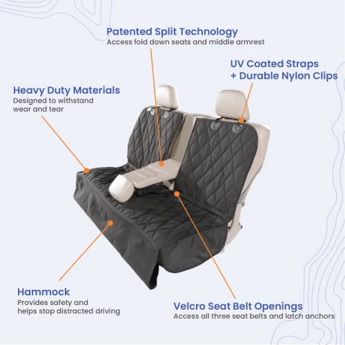 4Knines Dog Seat Cover With Hammock For Fold Down Rear Bench Seat 60/40 Split And Middle Seat Belt Capable - Heavy Duty - Tan Regular - For Cars, Suvs, And Small Trucks - Usa Based Company #TOP1
