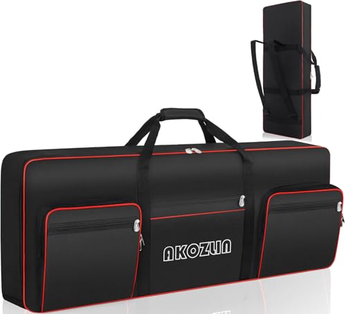 AKOZLIN 61 Key Keyboard Case Electric Piano Keyboard Bag Portable Keyboard Gig Bag 600D Oxford Cloth with Adjustable Straps and 5-Pocket for Keyboard Accessaries 103×40×13.5cm by AKOZLIN - Used condition - CA$32.61