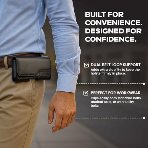 Stronden Magnetic Closure Holster for Samsung Galaxy S25 Edge, S25+ Plus, S24+ Plus, S23+ Plus, S23 FE, S22 Plus, S22 FE, S21 Plus, S20 Plus, S21 FE, S20 FE - Leather Belt Case (Fits Slim Case Only)