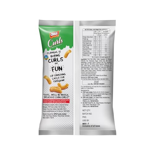 Image of Crax Curls Cheesy Delight Puffs 82g /88g | Delicious Corn Curls | Cheese ka Dhamaka | Social Gatherings, Fun Snack | Gourmet Snacks for Parties, Drinks, Tea & Coffee | 100% Vegetarian (Weight may vary)