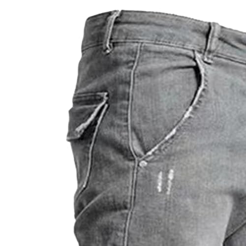 Men's Fashion All Match Hip Hop Tapered Slim Denim Ripped Motorcycle Biker Jeans Ripped Punk Goth Zipper Jeans4