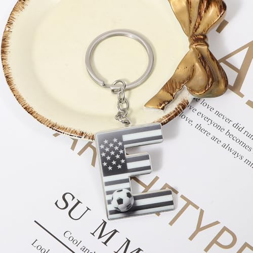 Bag Charms Initial A-Z Letter Keychain Bag Charm Soccer Keychain for Handbags Sports Bag