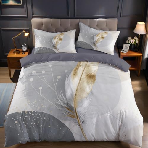 Gris Funda nórdica Cama 150 Plumas geométricas