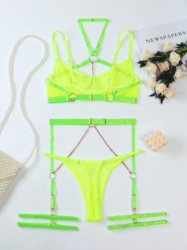 Image of Lilosy Sexy Pu Leather Strappy Underwire Garter Belt Lingerie Set