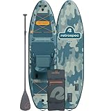 Retrospec June Inflatable Fishing Paddle Board 11’6” with Removable Seat – Puncture-Resistant Paddle Board for Fishing with Rod Holders, Non-Slip Deck Pad & Accessories