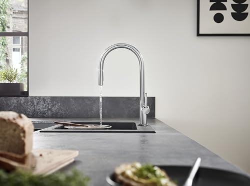 hansgrohe Küchenarmatur Talis M54 (Wasserhahn Küche mit Schlauchbox, 360° schwenkbar, ausziehbare Brause mit 2 Strahlarten, hoher Komfort-Auslauf 210mm, Standardanschlüsse) Chrom