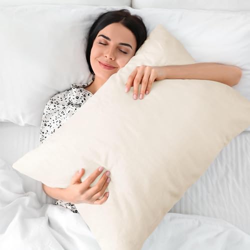 Image of BEDELITE Flannel King Size Pillow Cases Set of 2, Off White, 20x36 Inches