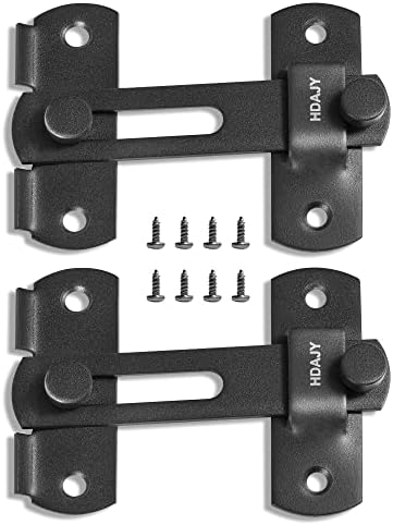 HDAJY 2pcs Door Lock Latch, Upgrade Door Latch, Metal Door Latches Gate Locks for Outdoor Fence, Matte Black.