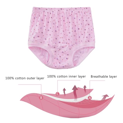 6pcs Middle-Aged and Elderly Women Cotton Underwear for Women, Full Coverage Panty, Comfy Granny Panties3