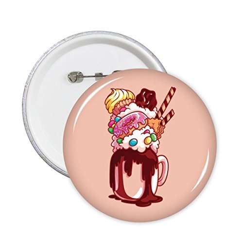 Badge bouton rond Donut Chocolat Biscuit décoration vêtements multicolore 5pcs