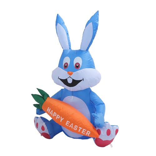 Lapin Gonflable de Pâques de 1,2 M, Dessin animé Mignon Amusant, Décoration de Jardin Gonflable Innovante avec Tissu en Polyester Durable, Facile à (Prise...