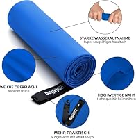 Mikrofaser Handtuch 3er Set - Groß 200*100cm & 2 Klein 80×40cm, Schnelltrocknend Microfaser Sporthandtuch, für Reisehandtuch, Badetuch, Fitness & Sport Handtücher und Strandtuch (Königsblau) – Ansicht 6
