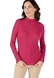Manche longue Damart - Pull Col Montant, 50% Laine Mérinos, Uni Et Rayé, Femme, Col Montant, Framboise, Manche Longue