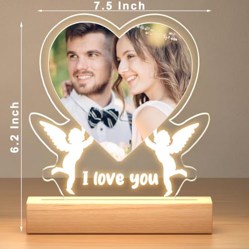 Image of SNAPTRAP Personalized LED Acrylic Photo Lamp with Customized Photo | Romantic Couple Night Light Gift for Girlfriend Boyfriend Wife Husband Fiance Anniversary Wedding Valentines Day Gift