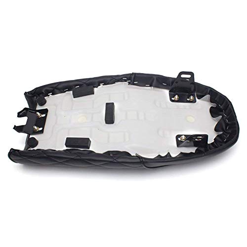 Universal Motorcycle Retro Diamond Flat Brat Style Cafe Racer Seat for CB CL Retro Yamaha SR XJ Suzuki GS (Black) - Thumbnail 4