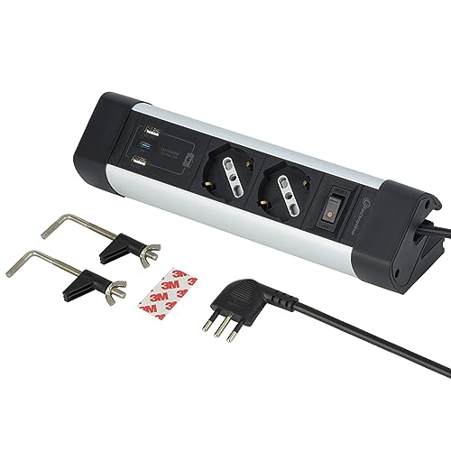Multipresa Scrivania 2Prese Universali+3 USB(2A+1C) Pd 20W 2M Nera