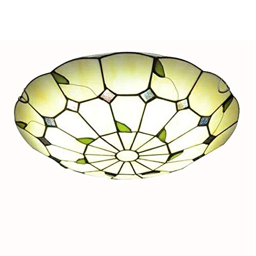 Plafonniers LED de Retro Art Stained Glass, luminaire plafonnier rond vitrail chambre et couloir