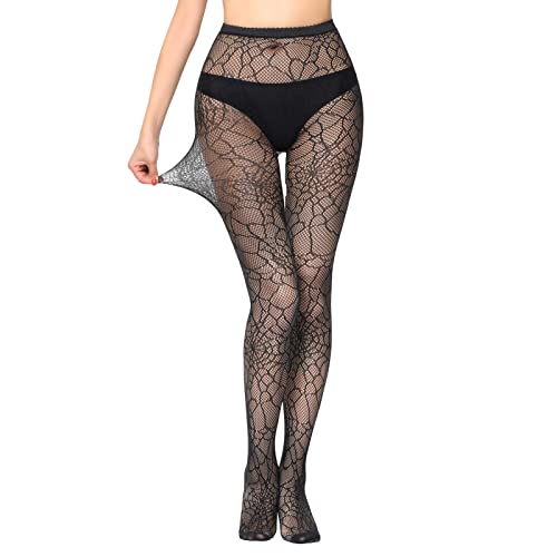 Littleforbig High Waist Fishnet Mesh Net Stockings Jacquard Pantyhose - Main Image