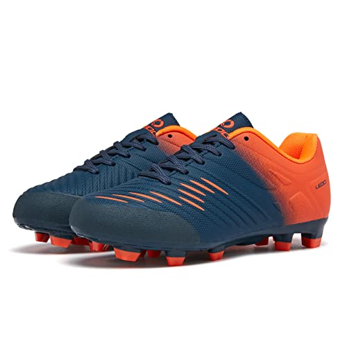 LEOCI Chuteiras de futebol para meninos chuteiras de futebol rosa respiráveis atléticas infantis pre