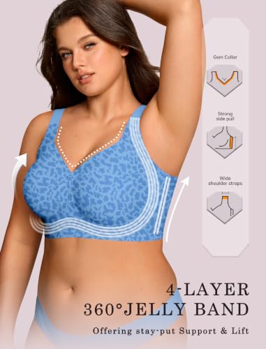 Image of OEAK Womens Wireless Jelly Bras Plus Size Support Push Up Comfortable Bra