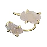 Anillo Ajustable, 1 Anillo De Cristal Natural Para Mujer, Banda Para El Pulgar Ajustable De Cuatro Puntas, Doble Gema Irregular, Anillo Hecho A Mano, Joyería Espiritual De 7 Chakras, Regalos Para Muj