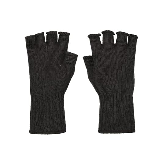 Fingerless Wool Glove Military GI Govt Issue (Black)
