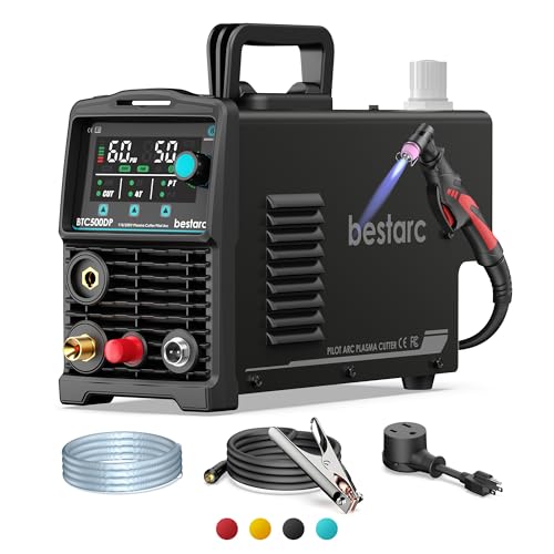 bestarc Pilot Arc Plasma Cutter, [LED Display][Air Sensor] 50A Plasma Cutter Machine 110/220V Dual Voltage, 1/2'' Clean Cut 3/4 Inch Max Cut, Post Flow Mesh, 2T/4T for Beginners DIY, Black