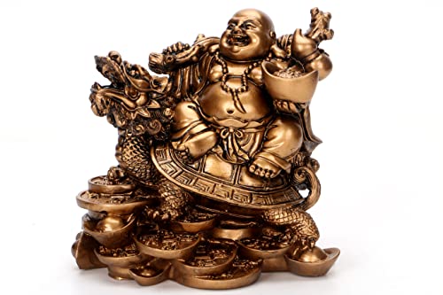 4.5 In Laughing Buddha Home Decor Asian Decor Dragon Turtle Buddha Statues For Home Decor Altar Bookshelf Desktop Brings Good Luck And Health Meditation Decor (Copper) #TOP5