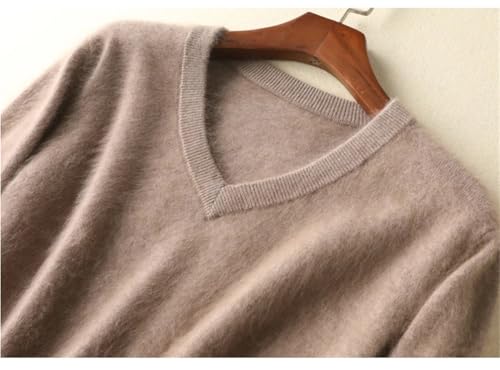 Men's Mink Cashmere Sweaters Solid V-Neck Casual Knit Pullovers Men Long Sleeve Warm Knit Jumper Sweater2