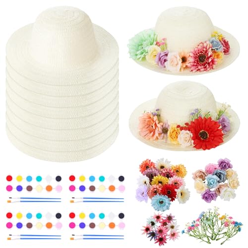 Aneco 60 Piece DIY Handmade Straw Hat Set Served for