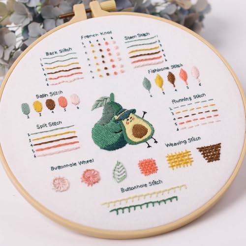 cobee Conjunto de 3 kits de bordado para iniciantes, kit de prática de ponto de bordado DIY para adu