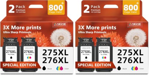 Image of Ankink 275XL 276XL Black Color Ink Replacement for Canon PG 275 CL 276 XL (Pack of 2)
