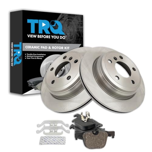 Image of TRQ Rear Brake Pad & Rotor Kit Ceramic Compatible with BMW