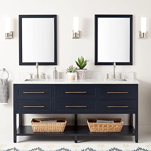 Signature Hardware 953331-72-RUMB-8 Robertson 72" Free Standing Double Vanity Cabinet Set with Mahogany Cabinet, Vanity Top and Rectangular Undermount Sinks - 8" Faucet Holes